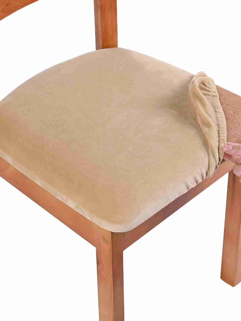 Smiry Velvet Seat Covers for Dining Room Chair Set of 8, Stretch Fit N-912